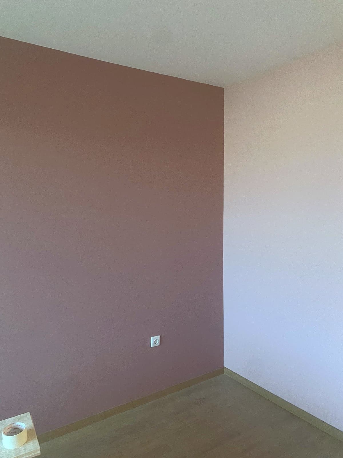 Apartment: walls in colour — Burgundy feature wall and a pink wall