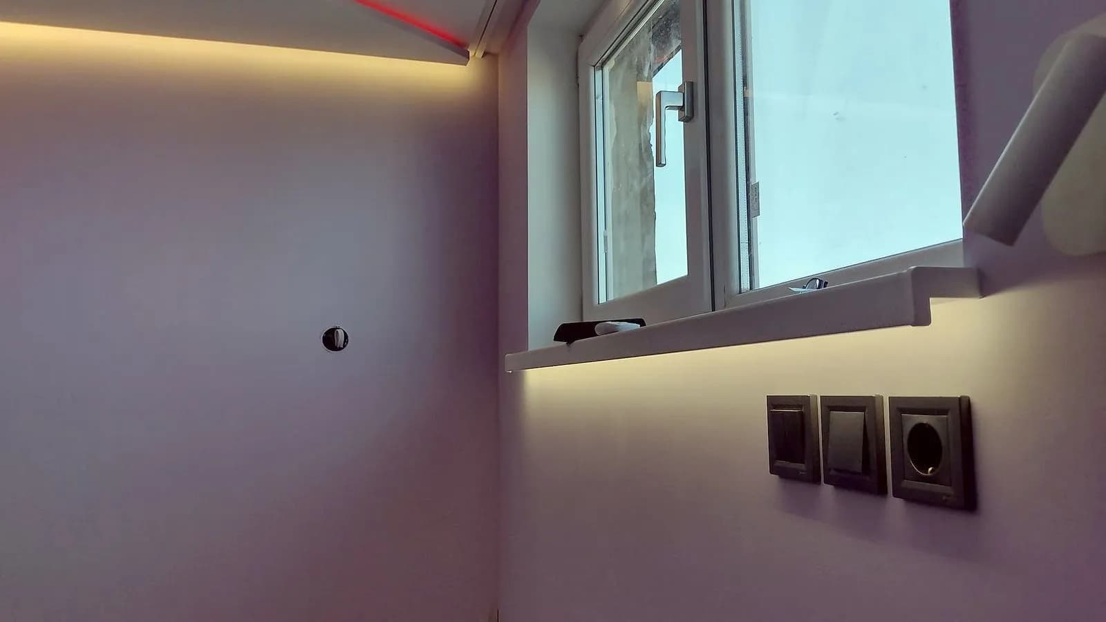 New sockets and switches under the window and hidden LED lighting